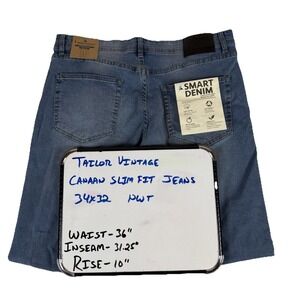 New Tailor Vintage Men's Canaan Slim Fit Stretch Jeans 34x32 (Fit 36x31.25) Blue